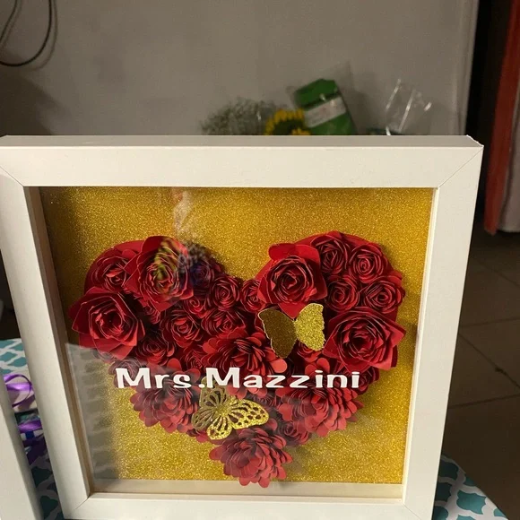 8 X 8 Red  Heart Shadow Box | Custom Text | Birthday Gift | Anniversary - Picture 5 of 8